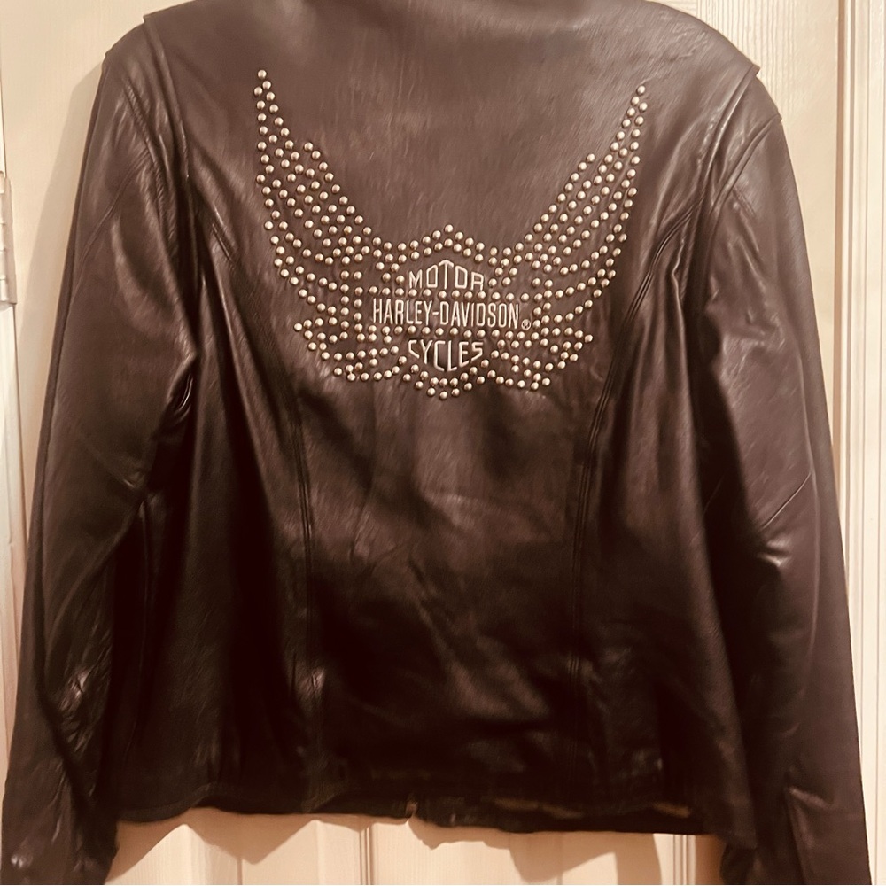 Harley Davidson Women’s Black Leather Riding Jacket - Picture 10 of 12